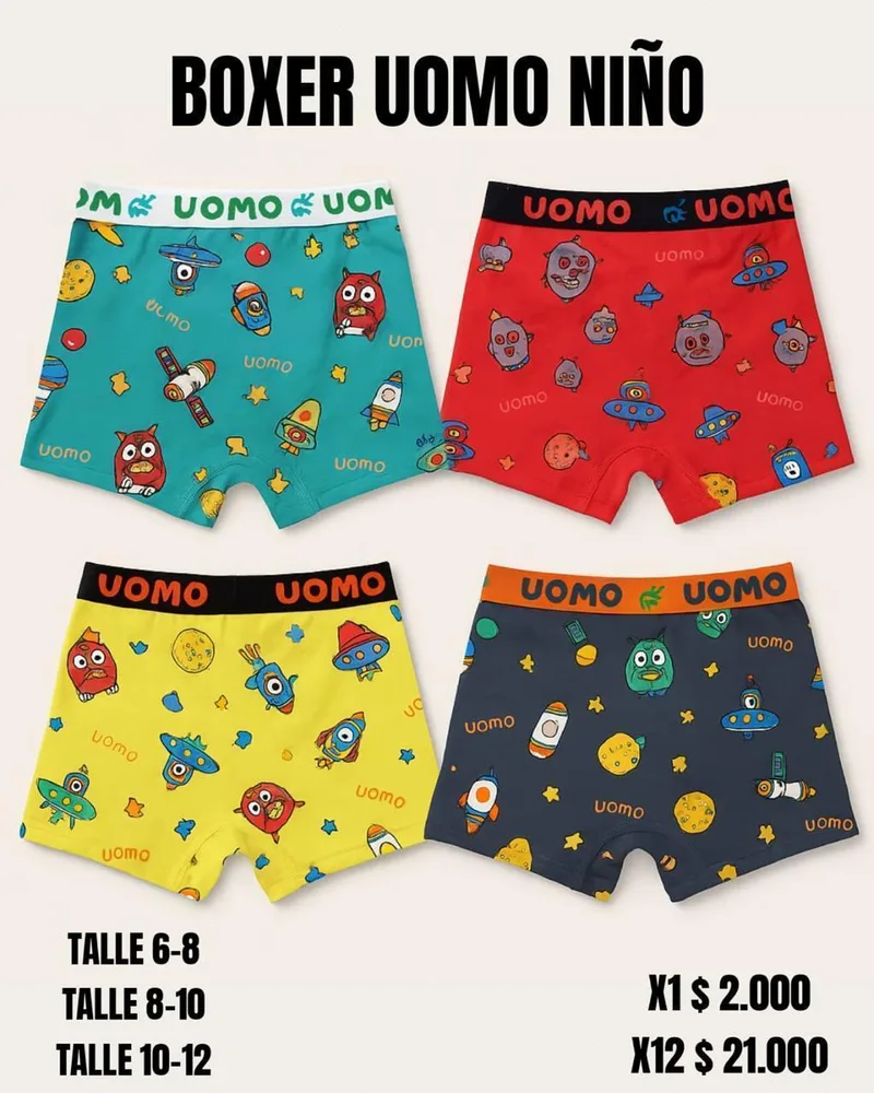 Boxer Uomo Niño (Pack x 12)