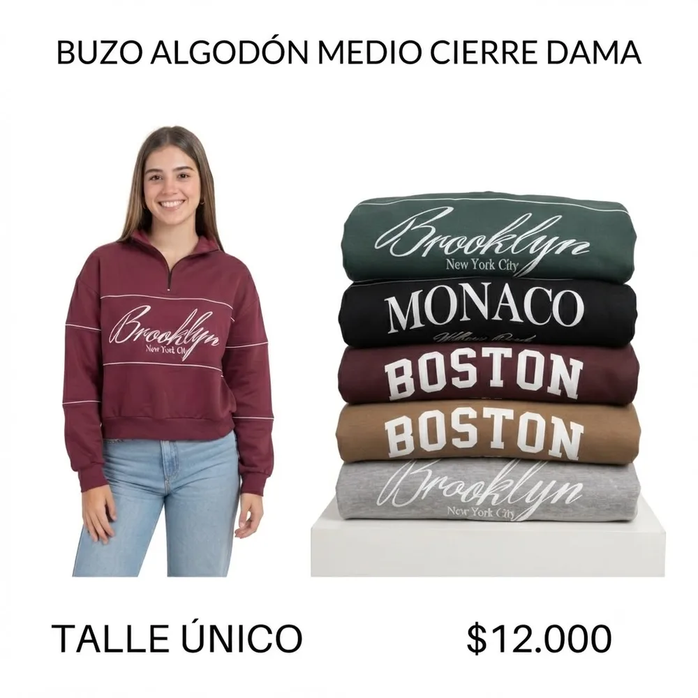 Buzo Algodón Cierre Dama