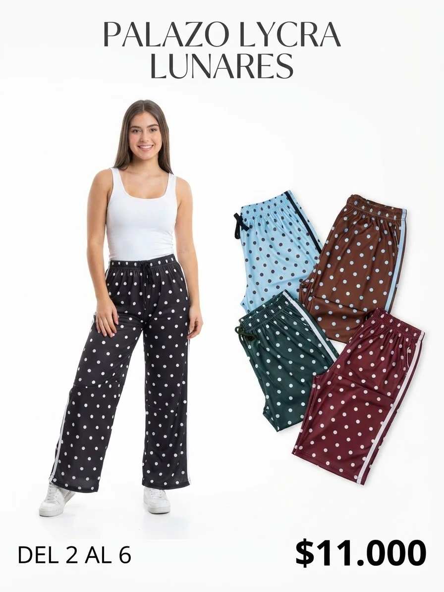 Palazo Lycra Lunares Dama