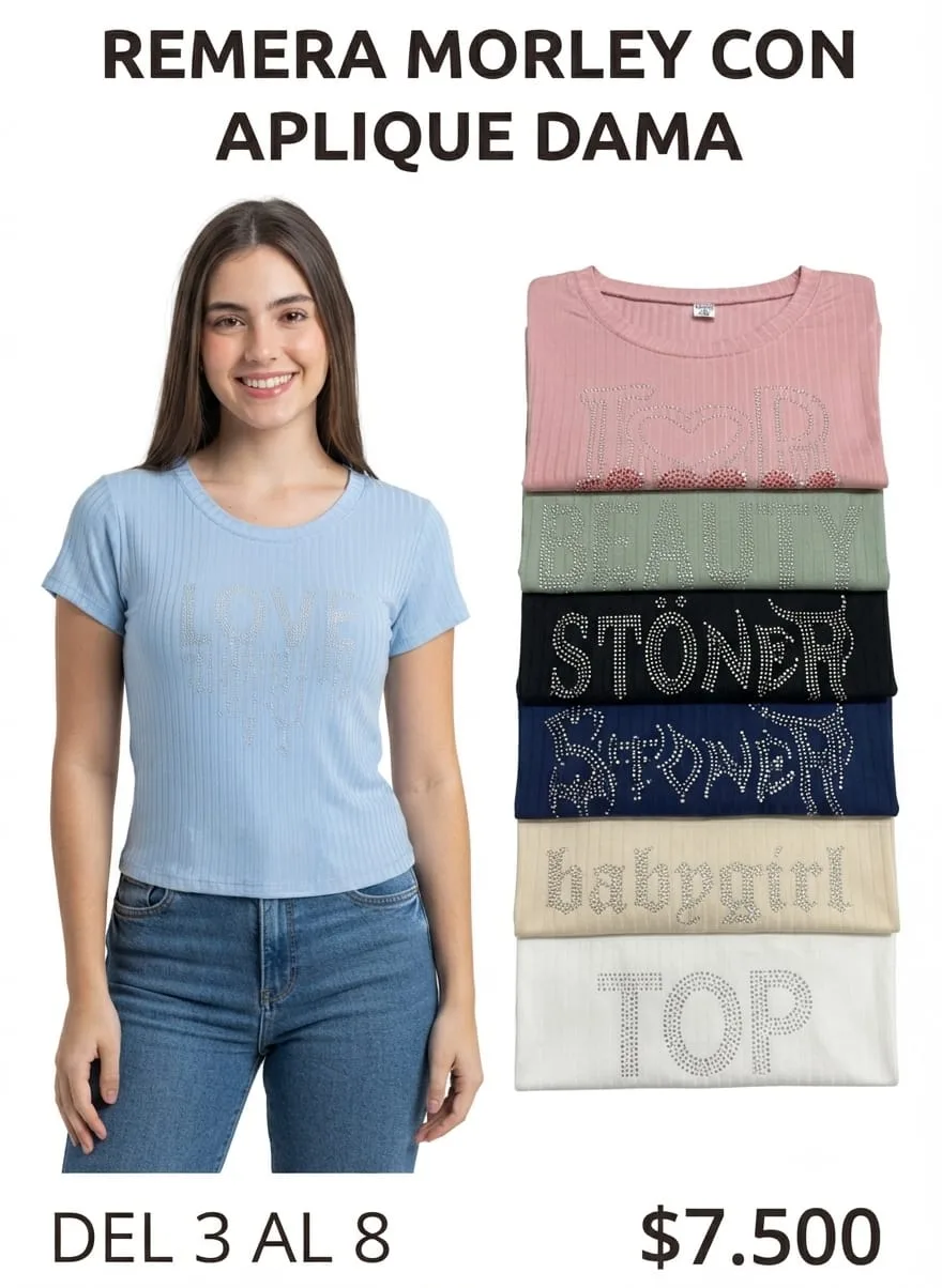 Remera Morley con Aplique Dama
