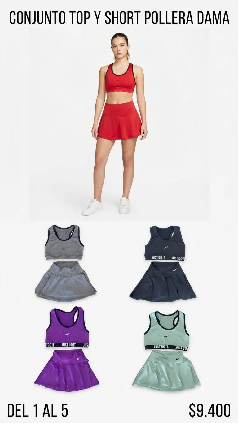 CONJUNTO TOP Y SHORT-POLLERA DAMA